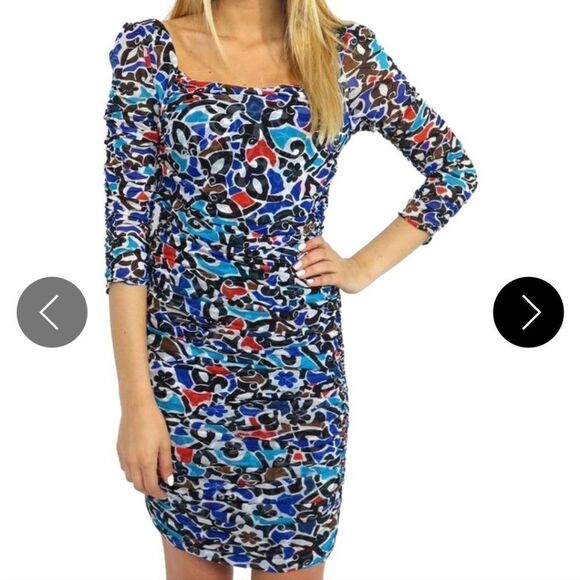 Diane von Furstenberg Uttana silk Print Mini Dress Size 4 - Picture 1 of 8